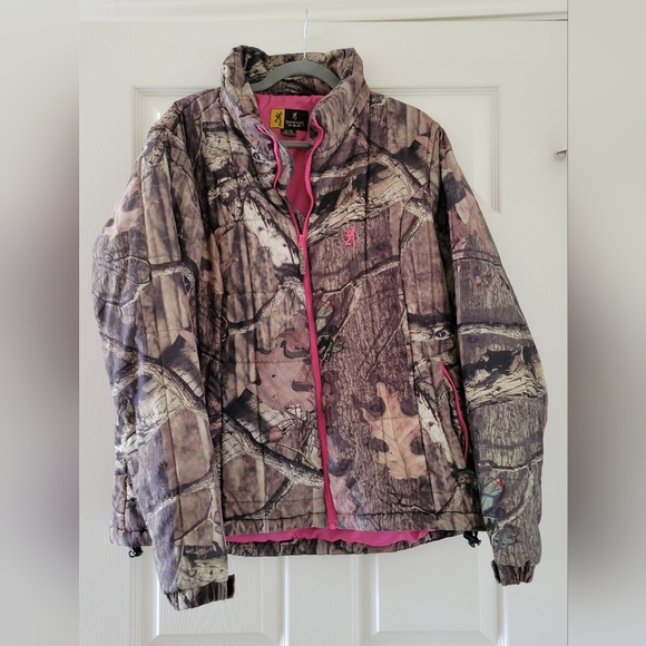 Browning Jackets & Blazers - XL Browning Realtree Mossy Oak Breakup Infinity Camo Jacket w/Barbie Pink Lining
